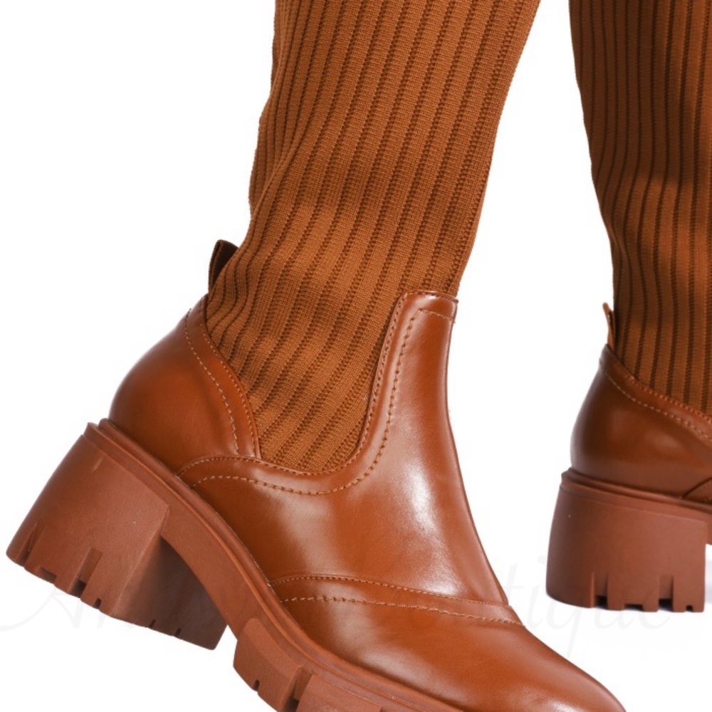 ASPEN KNITTED OVER THE KNEE  HIGH LONG SOCK BIKER BOOT - Picture 5 of 8